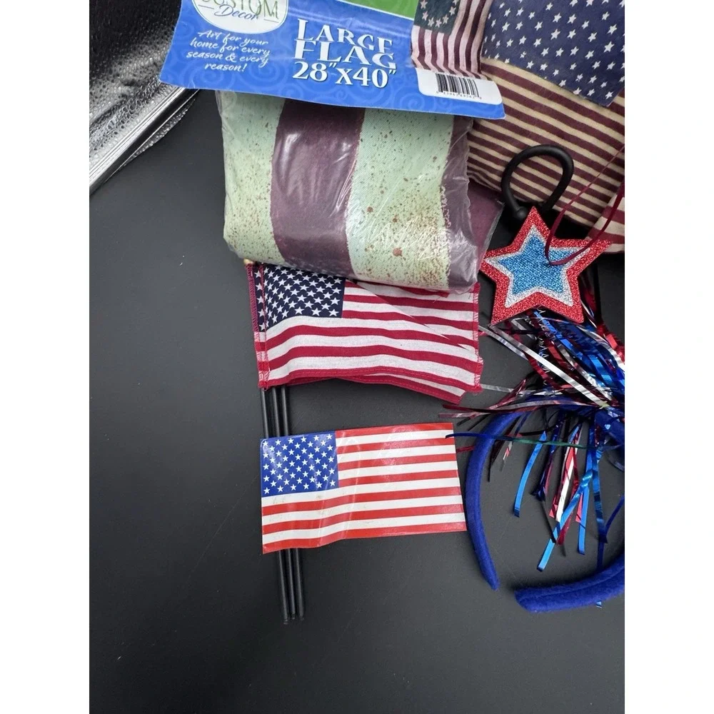 4th Of July Bundle Russ Patriotic Bear Blinking Hat Red White Blue USA Freedom